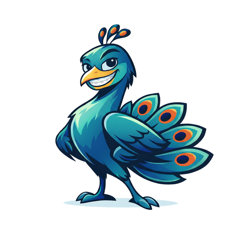 Welltide peacock mascot for Ceramic Braces