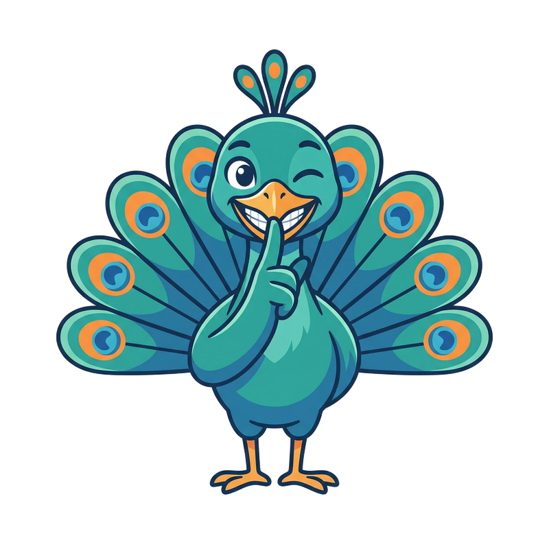Welltide peacock mascot for Lingual Braces