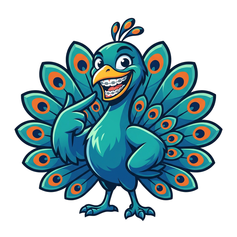 Welltide peacock mascot for Metal Braces